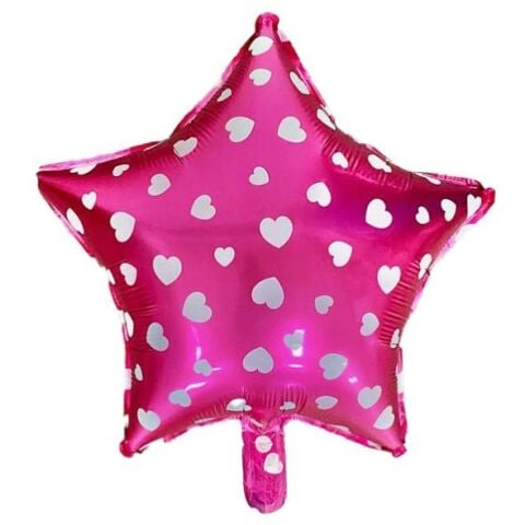 18 Inc Yildiz Puanli Pembe Folyo Balon 11260 Min