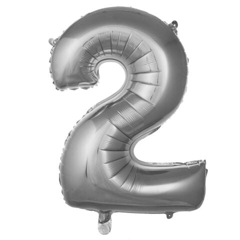 2 Rakam 34 Inc Gumus Renk Balon 76 Cm 2688 Min