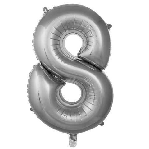 8 Rakam 34 Inc Gumus Renk Balon 76 Cm 2700 Min