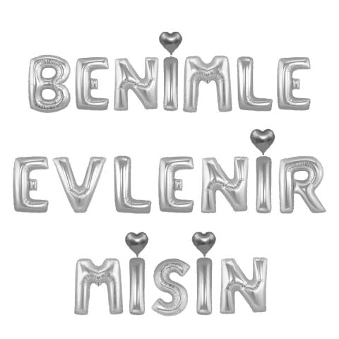 Benimle Evlenirmisin Gumus Set Balon 8038 Min