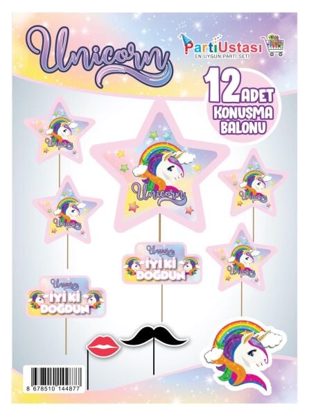 Konusma Balonu Set 12 Li Unicorn 400 Min