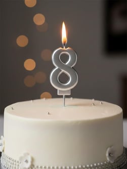 Rakam Mum Gumus No8 Dogum Gunu Mumlari
