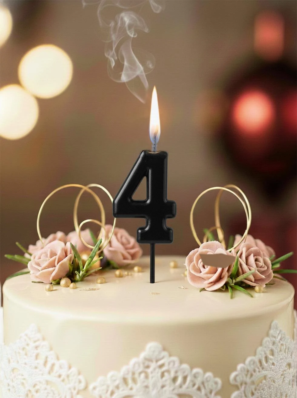 Rakam Mum Siyah 4 Dogum Gunu Mumlari 5