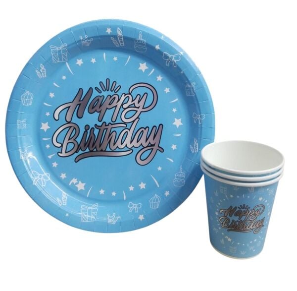 Tabak Bardak Happy Biriday Mavi 2470 Min