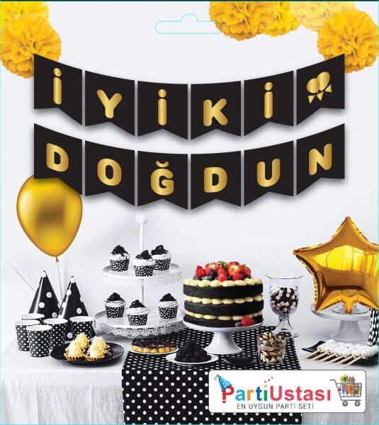 Yazi Varakli Zarf Banner Iyiki Dogdun Siyah Altin 1953 Min