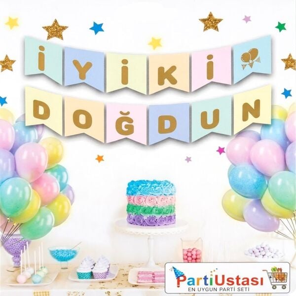 Yazi Varakli Zarf Banner Iyk Dogdun Macaron Gold 1954 Min
