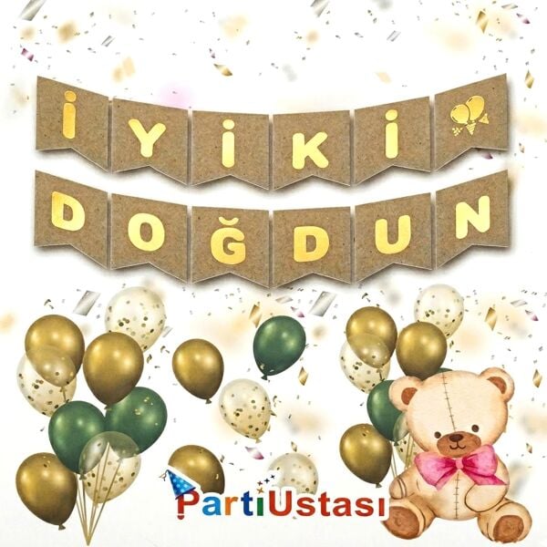 Yazi Zarf Banner Varakli Iyiki Dogdun Kraf Gold 1921 Min